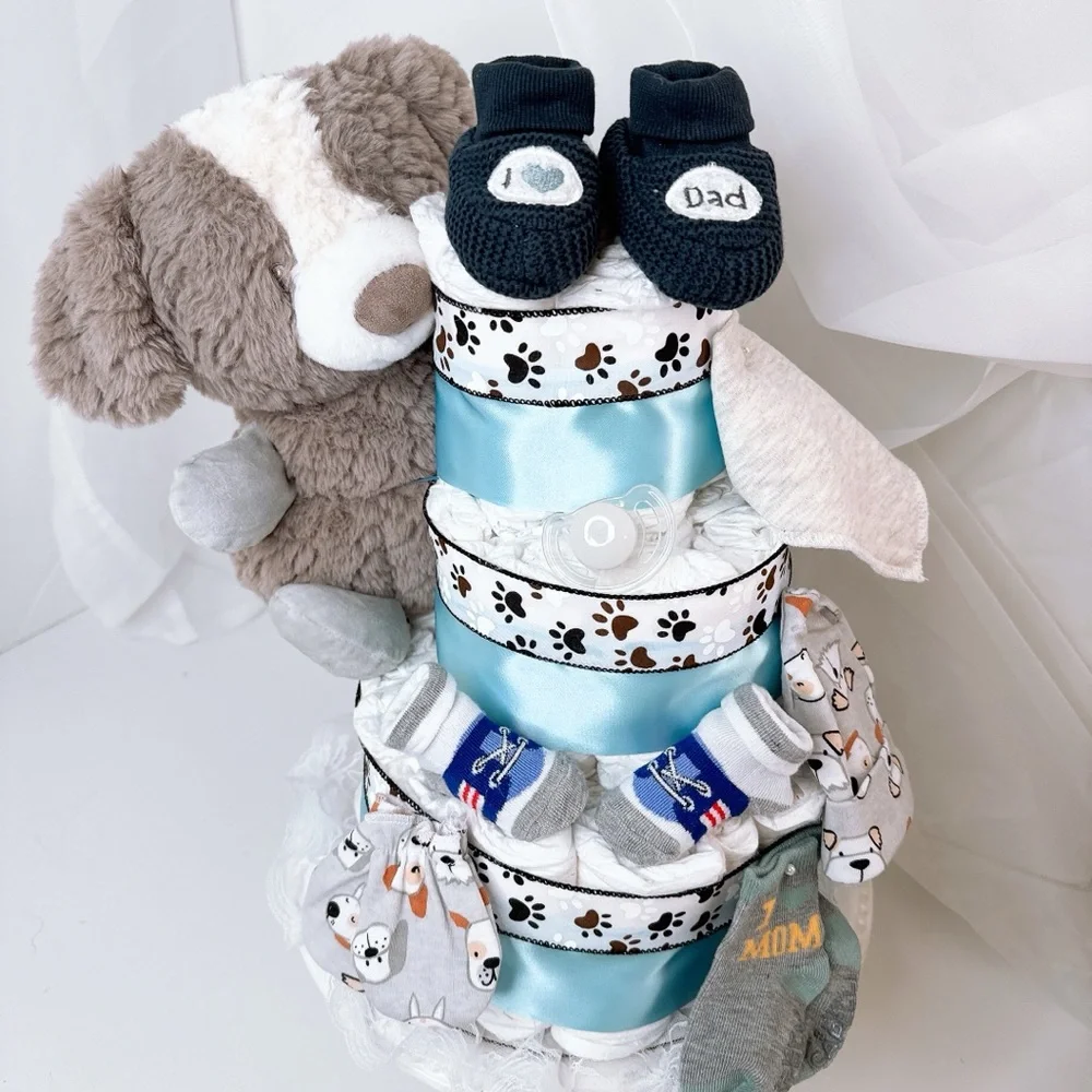 Puppy Diaper Cake, Baby Shower Gift